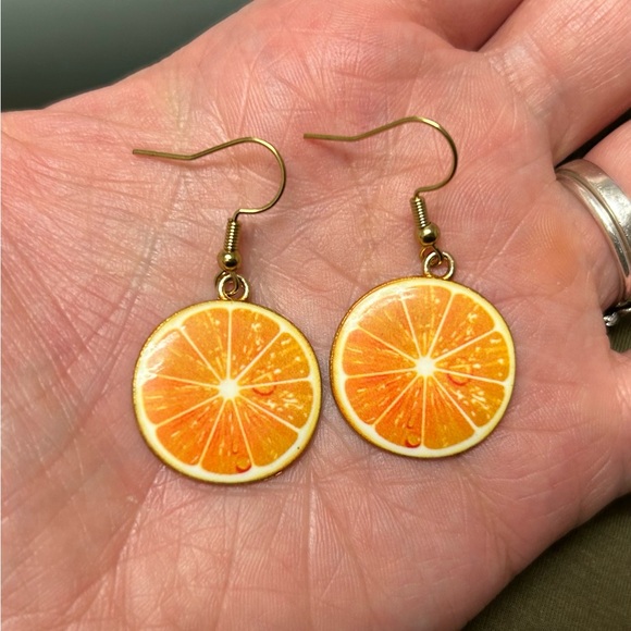 Handmade Orange Citrus Earrings - 1” Drop - New - Picture 2 of 2